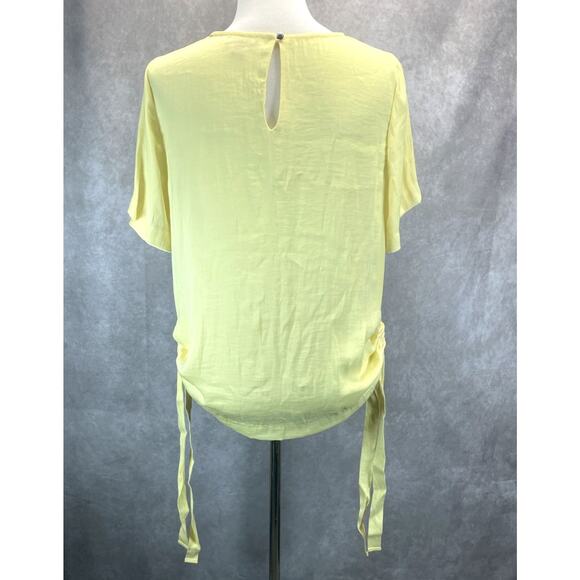 Nordstrom Vince Camuto Side Drawstring Rumple Blouse Top Women's Medium Yellow - Picture 3 of 8